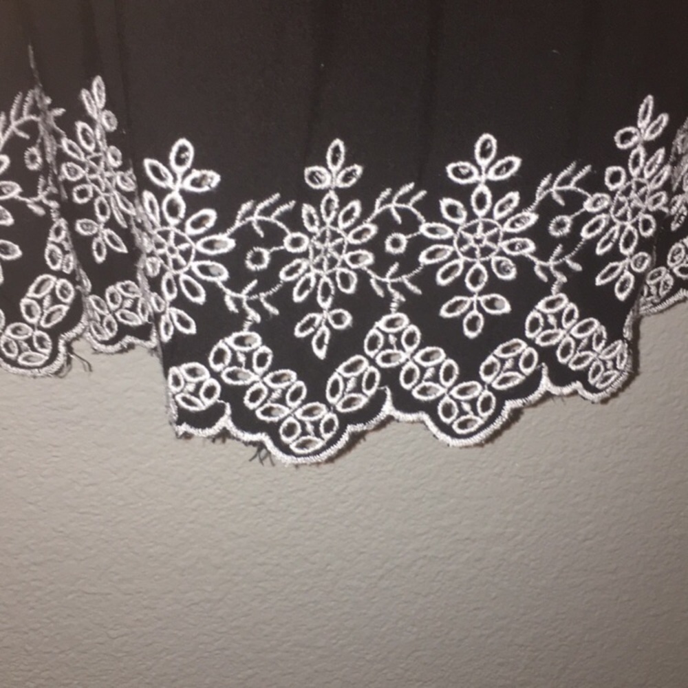 Black Off the Shoulder Blouse with Designed Bottom - Picture 4 of 4